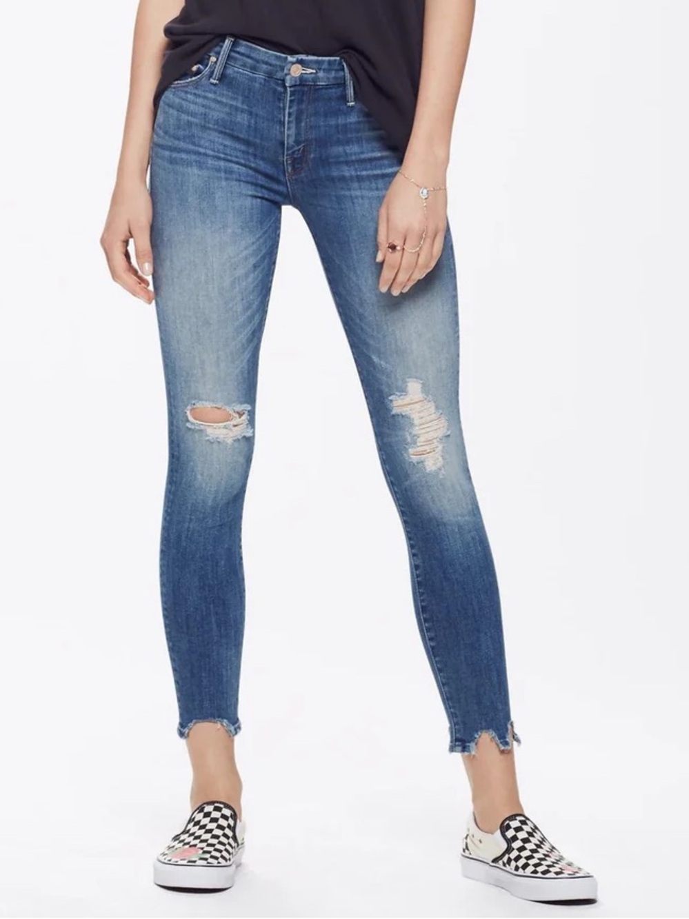 MOTHER Women’s The Looker Ankle Chew Denim Jeans in Mums the Word - Picture 8 of 10